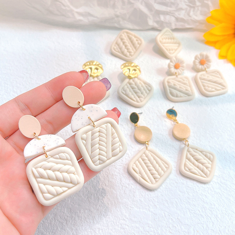 Retro Geometric soft clay Plating Womenu0027S Drop Earrings 1 Pair