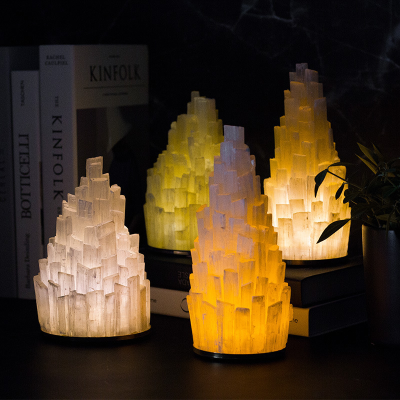 Creative natural gypsum mine stone tower charging induction night light bedroom desk lamp living room atmosphere lamp simple modern Creative natural gypsum mine stone tower charging induction night light bedroom desk lamp living room atmosphere lamp simple modern