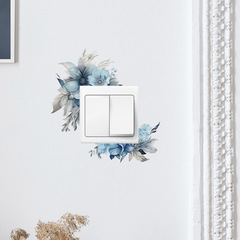 New fun-kg15 foreign trade blue green plant flower bedroom living room switch sticker decorative wall sticker wholesale