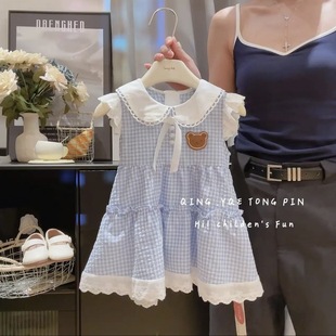 Girls' Summer dress Children's Stylish Skirt Fashion Trend College Style Princess Skirt Children's Cool Plaid