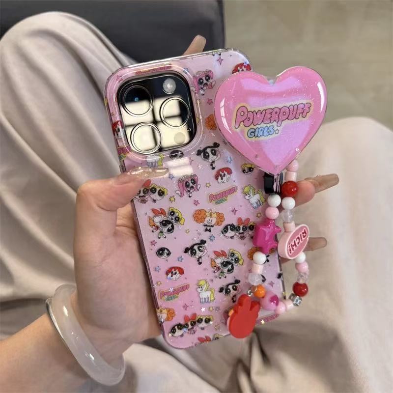 Niña de dibujos animados brillo niña apta iphone16ProMax soporte 15 funda para teléfono móvil Apple 14 cadena 13