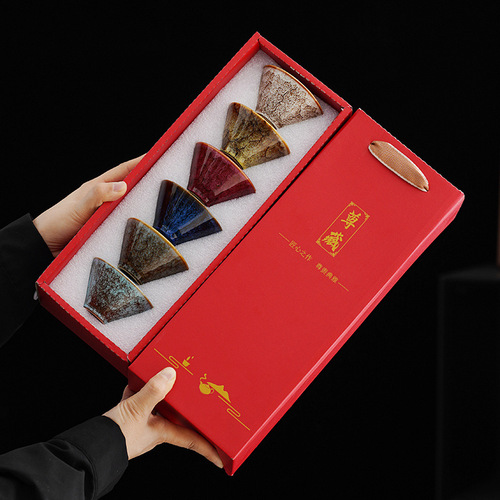 Kiln transformation tea cup master cup teacup ceramic gift box souvenirs festive gifts business public relations gifts