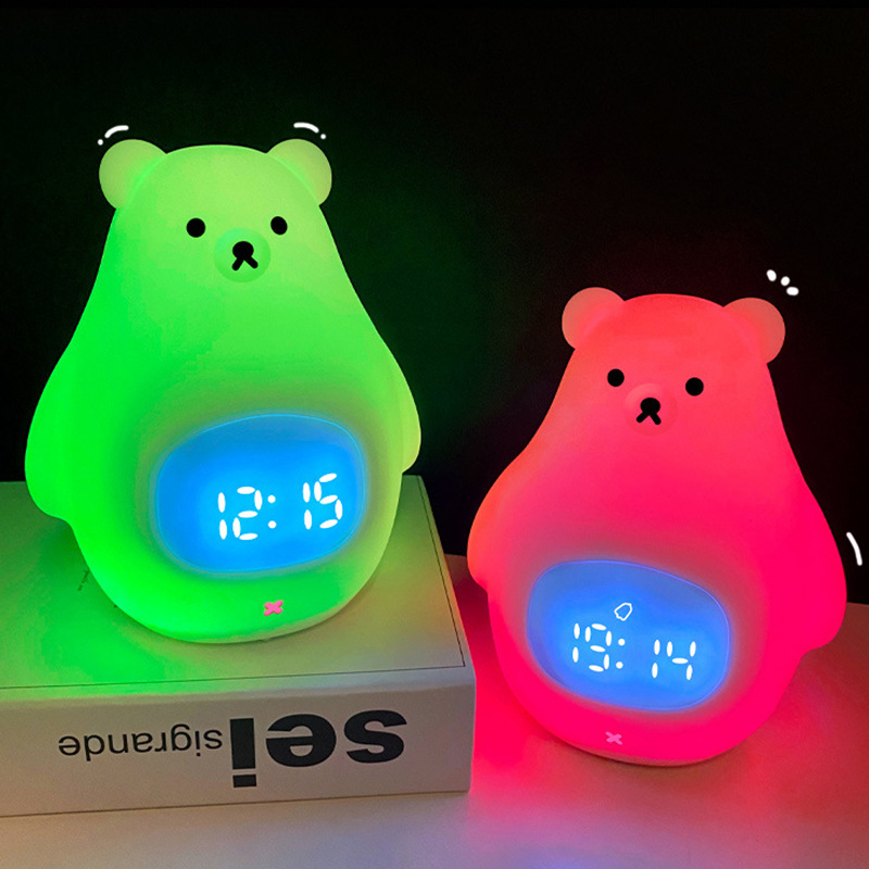 Lámpara de Ambiente y Despertador de Oso Polar, Recargable, Reloj Digital, Regalo Creativo y Decorativo, Transfronterizo