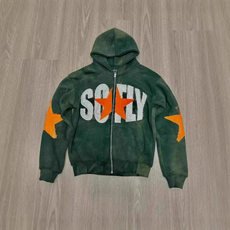 Felpa con cappuccio e zip con stampa a stelle streetwear – Pullover oversize unisex alla moda con grafica digitale_voghion.com