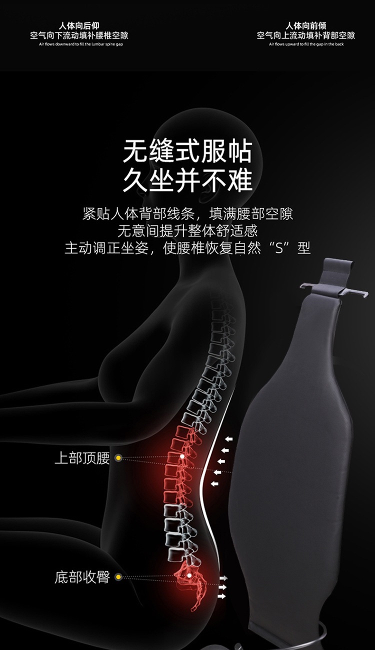 Air Lumbar Support Car Seat Cushion Driver's Seat Backrest Cushion Lumbar Pillow Car Lumbar Support Ultra-Soft