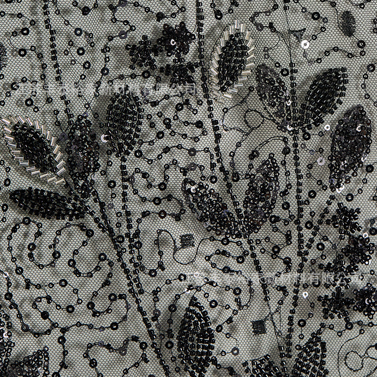 Personalizada sequilla negra tubo de perlas bordado tela de boda vestido vestido de ciruela encaje bordado tridimensional image 4