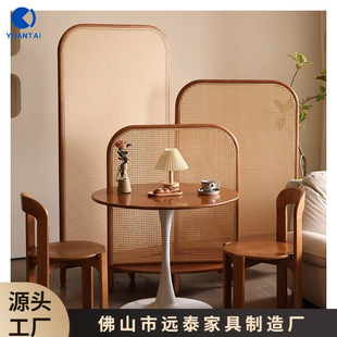 Customized Chinese-Style Rattan Partition Entryway Floor-Standing Storage Rack, Movable Living Room Partition Screen for Entryway, Low National-Style Screen for Cross-Border Trade