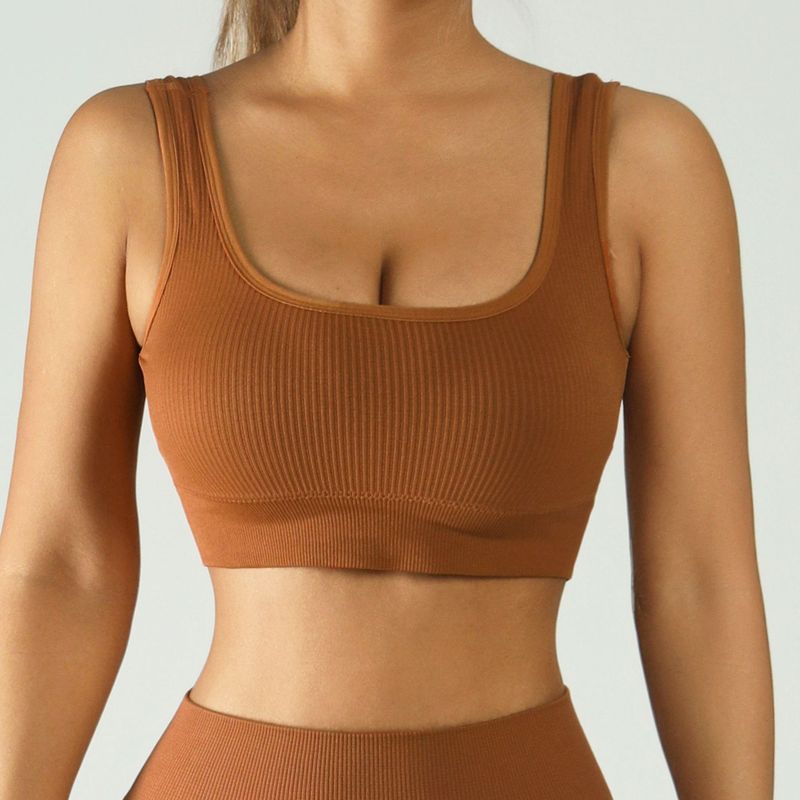 Amazon クラシック スレッド ヨガ フィットネス ベスト BRA 胸パッド付き 弾性セクシーな U 字型ネック スポーツ ブラジャー|undefined