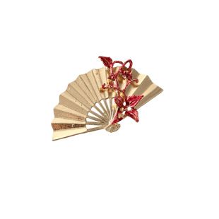 Bride's headdress golden small fan hair pin plate hair cheongsam classical morning gown Hanfu wedding xiuhe accessories simple hair accessories