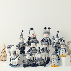 クロスボーダー新製品ブルー雪だるま生地ニットクリスマス人形人形装飾品クリスマス装飾クリスマスギフト