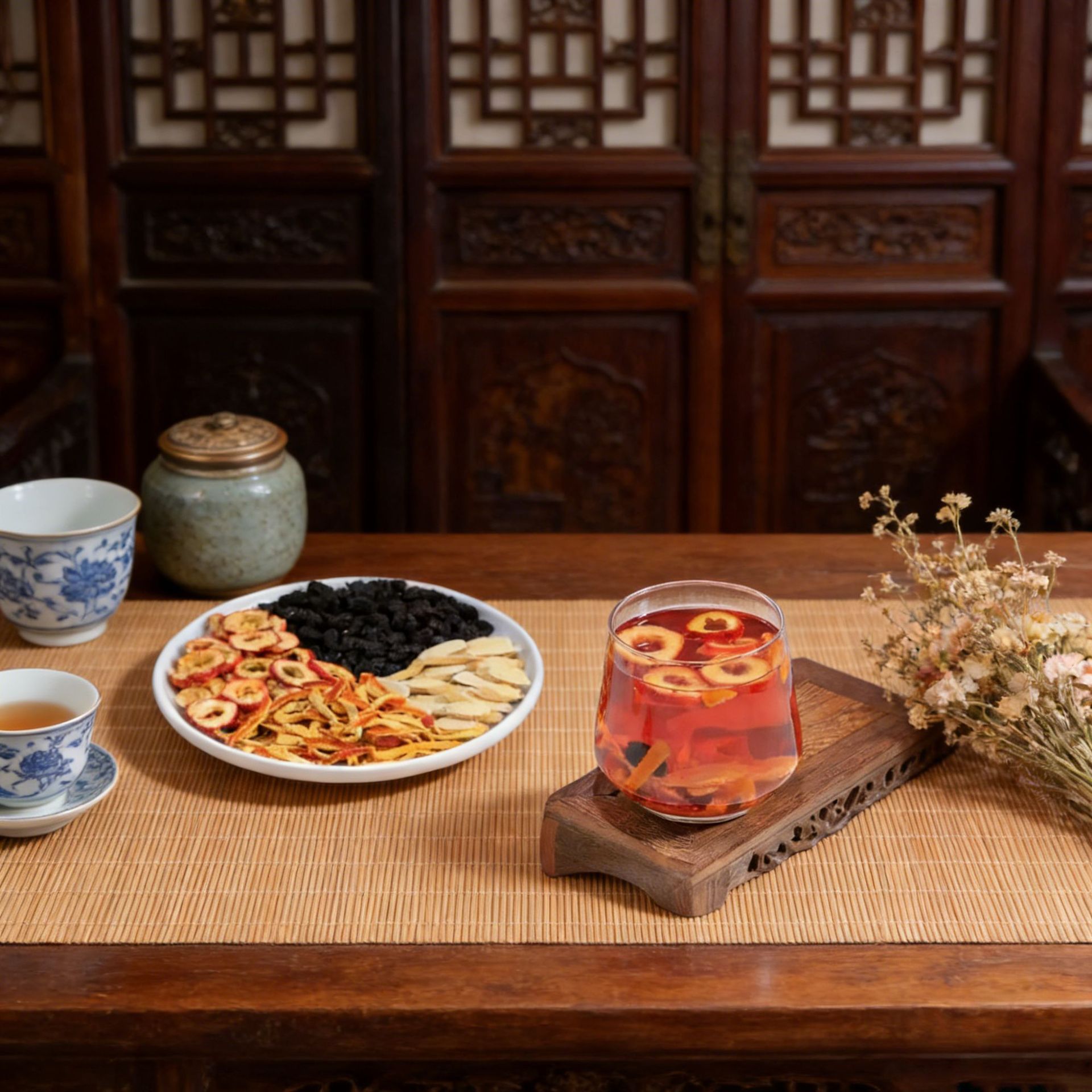 Mulberry Hawthorn Tangerine Peel Astragalus Tea Sang Shen Shan Zha Chen Pi Huang Qi 150g 30 Triangle Bags Daily Herbal Tea preparation