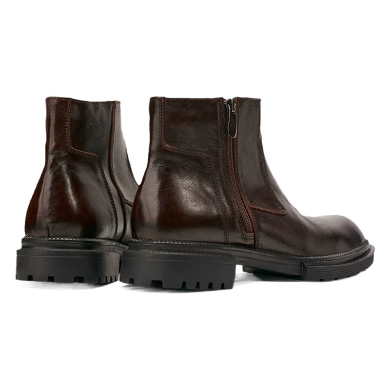 Ботинки Martin из натуральной кожи, мужские осенне-зимние высокие ботинки из британской кожи на молнии, мотоциклетные уличные ботинки на платформе с круглым носком, ботинки челси