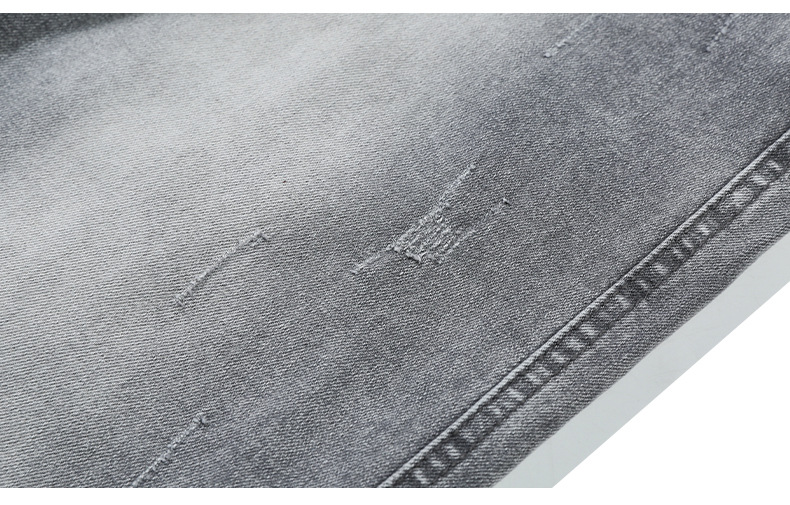 2023 Spring/Summer new solid-color jeans for men, washed light gray distressed pants with frayed edges, American straight-leg pants pic 27