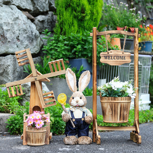 Solid Wood Flower Stand Outdoor Courtyard Ornaments Creative Kindergarten Plant Corner B&B Balcony Flower Bucket Scene Layout Furnishings
