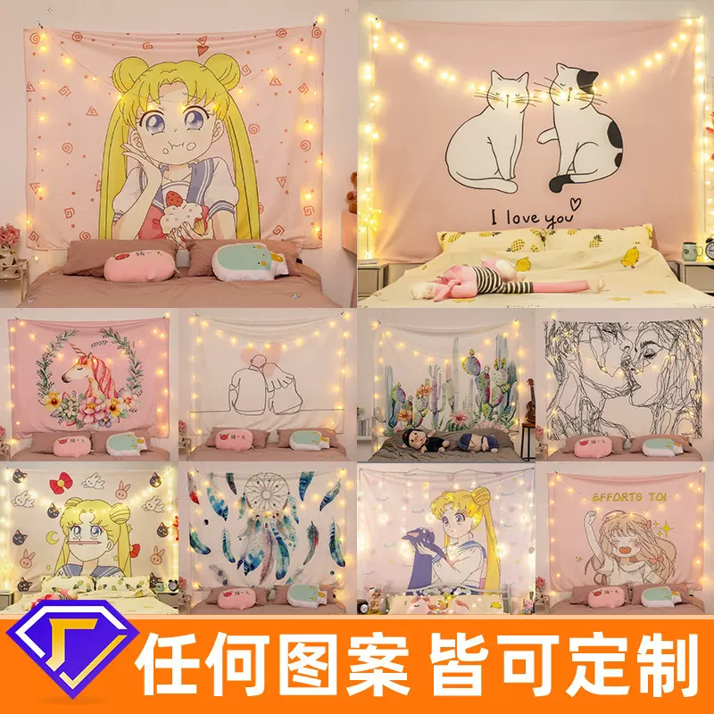 背景布ins风挂布墙面直播装饰布卧室跨境布艺挂画挂毯背景布批发