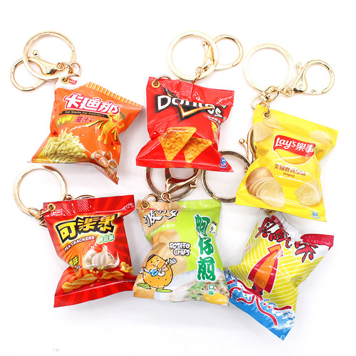 Food and play snack bag keychain Taiwan Cardinal Cola fruit bag simulated food pendant claw machine ornaments