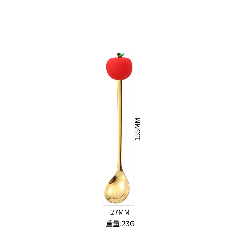 Productos transfronterizos 304 cucharas de acero inoxidable, cucharas de café, patrón de fruta, pastel, postre, cucharas y tenedores, set de regalo