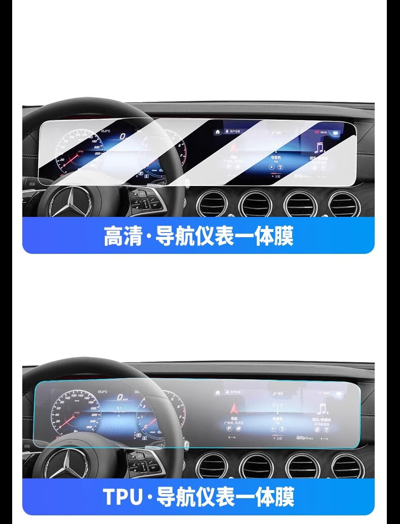 24 Mercedes-Benz E-Class 300L Central Control Navigation Tempered Film 260 Car Screen Interior Film Suitable for 2023 New