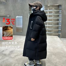 儿童服男童中长款2025新款春夏男中大童过膝加厚保暖防寒外套