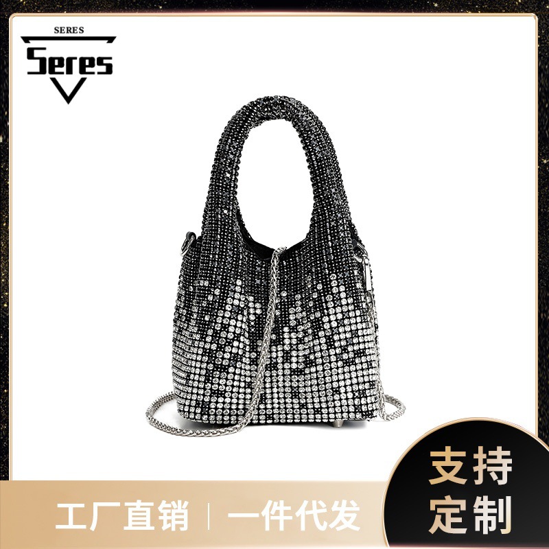 2025 New Starry Gradient Diamond-Encrusted Women's Handbag Multi-Color Banquet Bucket Bag Shoulder Crossbody Bag
