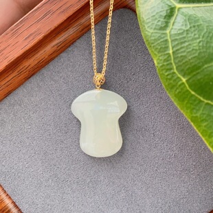 Fubei Diamond Jewelry [18K Gold Buckle Inlaid with Hetian White Jade Drum Face Cheongsam Pendant] Loose Stone Size 18*22 mm