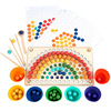 Wooden rainbow children's toy, logic interactive action game for training, beads, early education, for children and parents