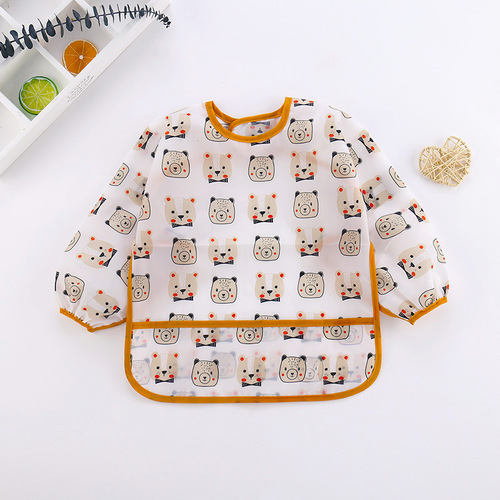 New baby smock, children's waterproof eating clothes, infant and toddler cartoon reverse dressing INS wind inverted gown, no-wash bib