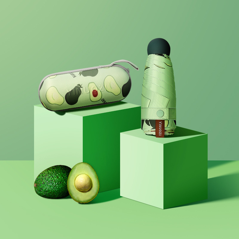 水果胶囊太阳伞女防晒防紫外线遮阳折叠晴雨伞迷你便携五折伞定制|ms