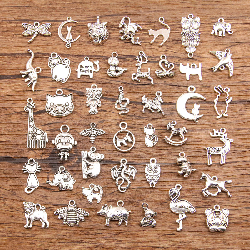 42 Cross-Border Animal Pendants, Poultry, Pigs, Cats and Dogs, Charming Giraffe, Monkey, Elephant Alloy Jewelry, Small Accessories