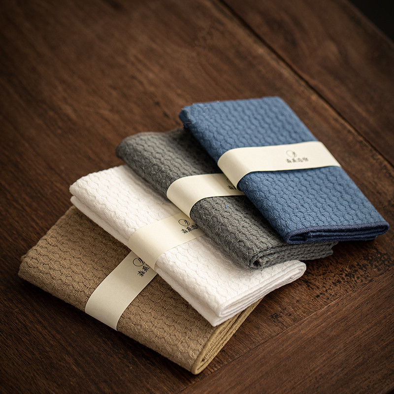 Thickened Simple Absorbent Tea Towel Tablecloth Home Tea Room Simple Cotton and Linen High-end Square Pot Towel Pad Tea Ceremony Accessories