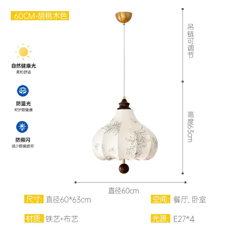 Retro estilo francés tela de dormitorio candelabro impresión medieval sala de estar comedor bar lámparas de madera maciza armario