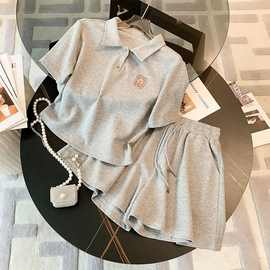 女童短裤运动套装2024夏季新款儿童学生洋气短袖POLO衫休闲两件套