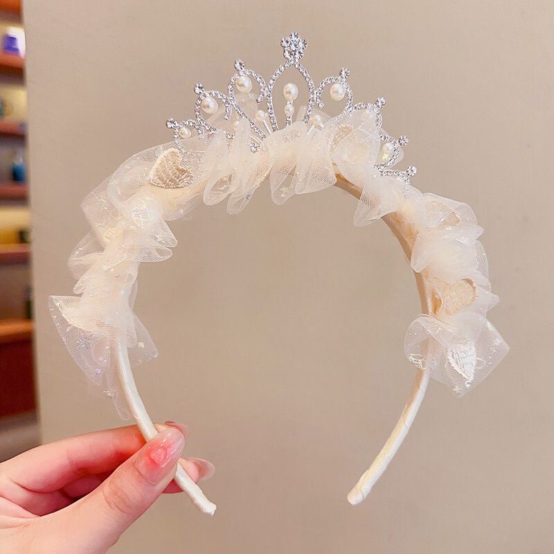 韓国の蝶結びの王冠の子供のカチューシャの女の子の高級感の王女の気質の前髪のフリンジヘアの女の子|undefined