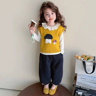 女童针织马甲套装春季2026新款儿童女宝宝春装洋气时髦穿搭三件套
