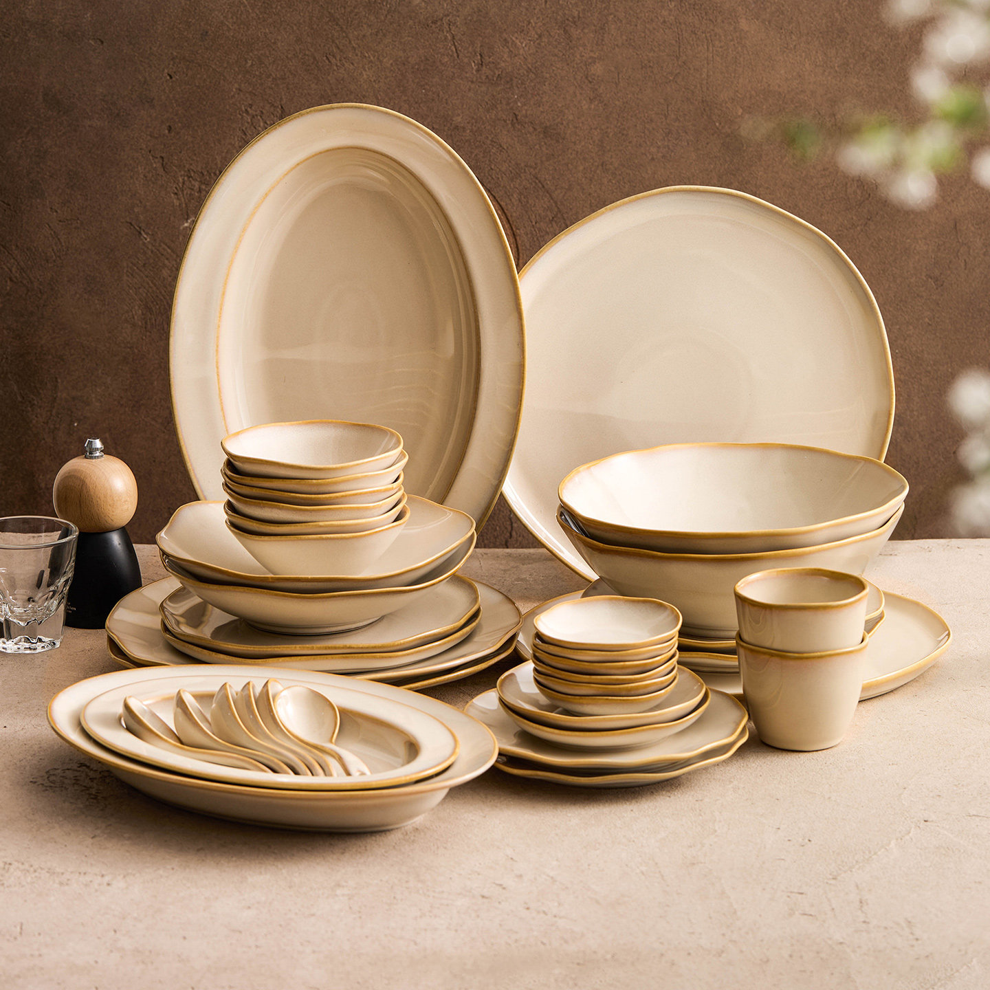 horno ondulado cubiertos de cerámica de viento de montaña platos de comedor para el hogar nuevo hogar cálido set de platos de porcelana