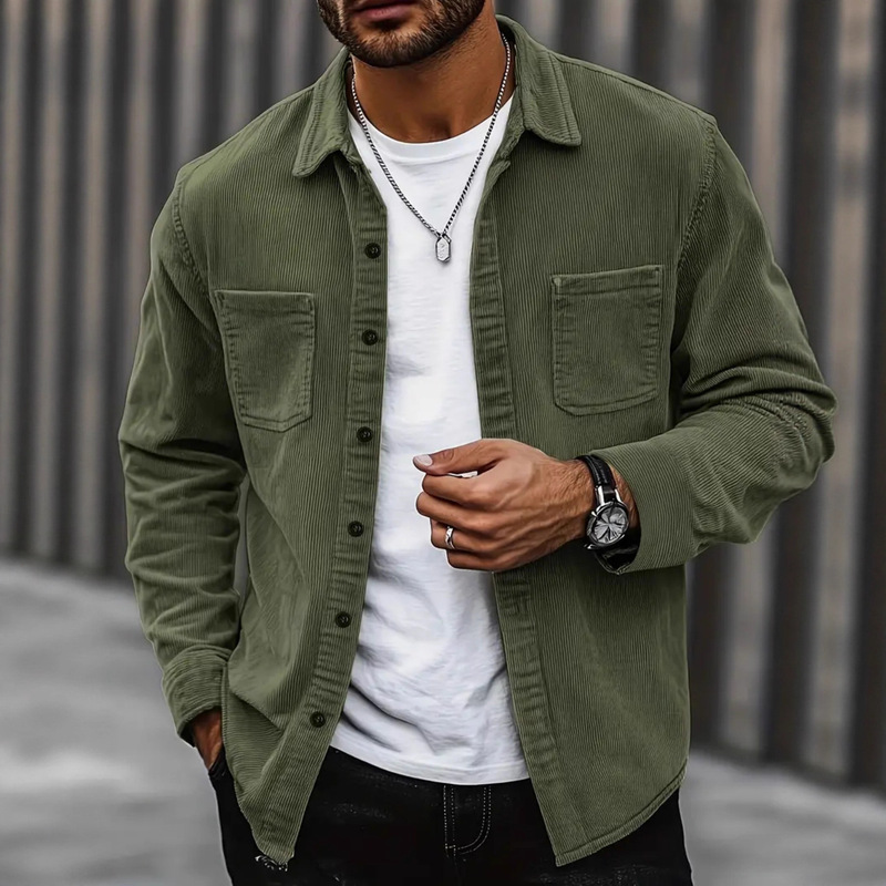 Direct Sale from the Manufacturer: Solid Color Corduroy Long-Sleeve Men's Shirt, Casual and Fashionable for Spring and Autumn, Versatile Shirt Jacket Direct Sale from the Manufacturer: Solid Color Corduroy Long-Sleeve Men's Shirt, Casual and Fashionable for Spring and Autumn, Versatile Shirt Jacket