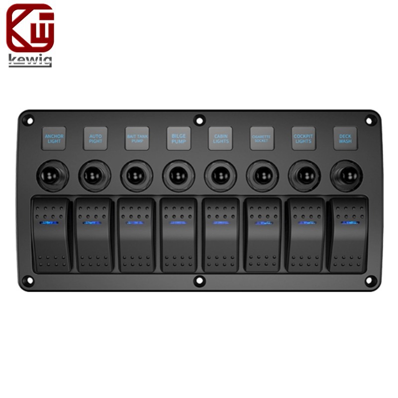 汽房车改装船型组合面板轮船12-24V通用8位带断路器汽车开关面板