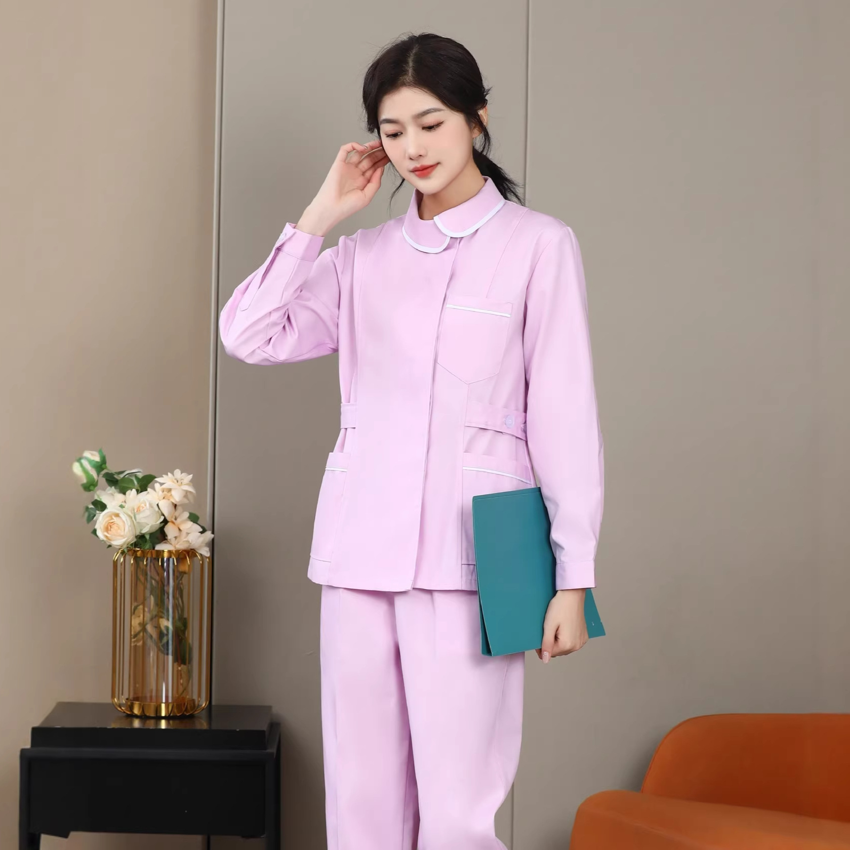 Nurse Uniform Long-Sleeved Nursing Work Clothes Women's Split Suit Short-Sleeved Mid-Sleeve Oral Nursing Home Mother and Baby Nanny Uniform
