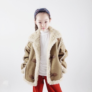 Cicistar2024 New Winter Style Girls' Fur Integrated Style Kidsren's Thickeneded Cashmere Jacket Outwear