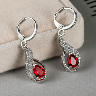 Cross-border Foreign Trade New Fashion Earrings Water Drops Zircon Diamond Ear Buckle Women's Light Luxury Simple Joker Small Jewelry