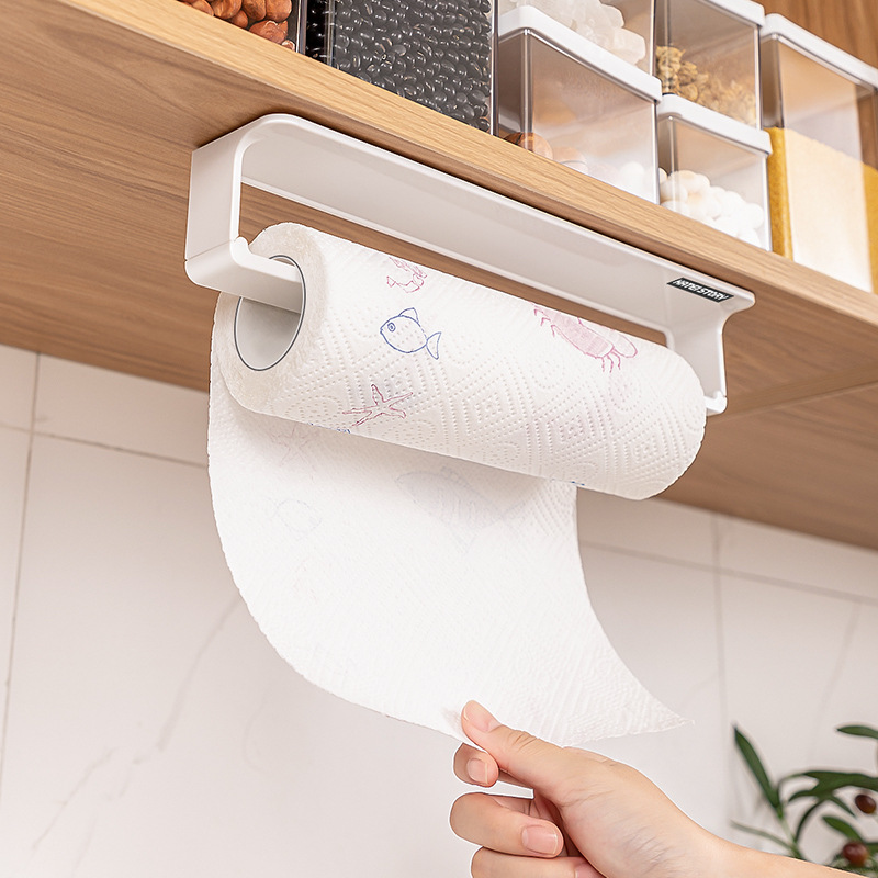 Magnetic Paper Towel Holder Kitchen Punch-Free Storage Rack Kitchen Paper Towel Bathroom Towel Roll Storage Rack Magnetic Sticker