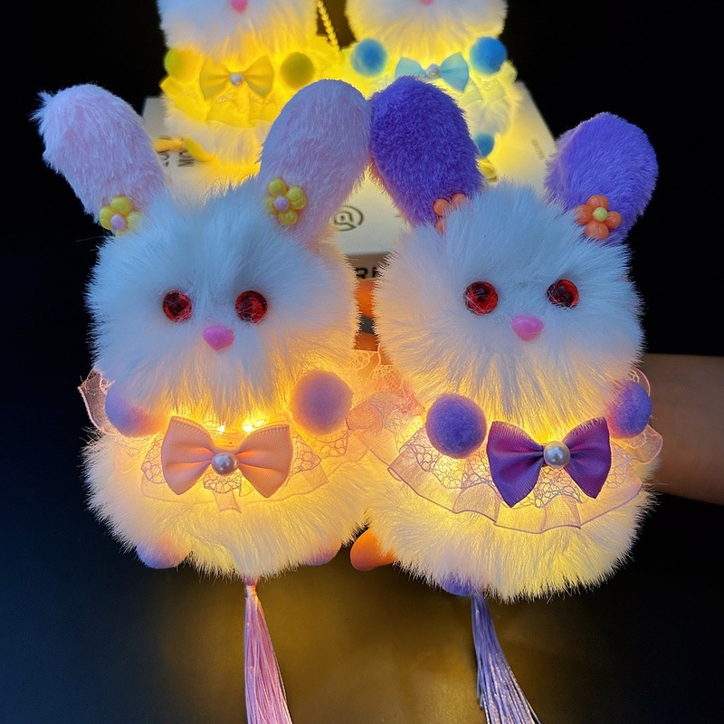 新款成品中秋节灯笼手提卡通可爱猫猫灯儿童创意礼物公仔兔子花灯|undefined