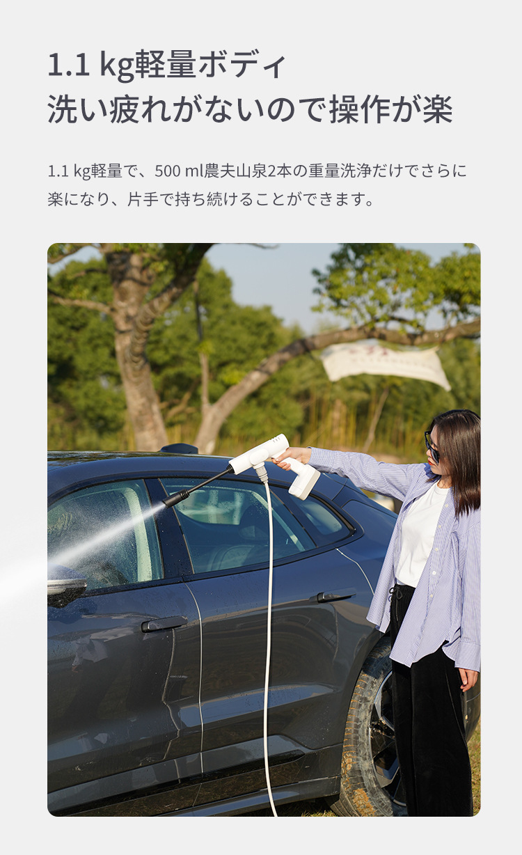 Lekong High-Impact Wireless Car Washing Machine White Household Self-Priming Car Washing Water Gun Portable High-Pressure Japanese Customization
