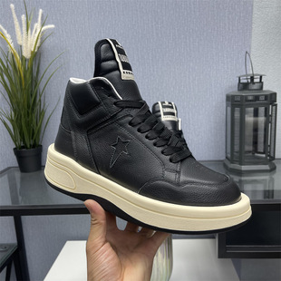 Factory-made KGDBY3 trendy shoes ins joint genuine leather black and white high-top thick bottom sports heightening for lovers