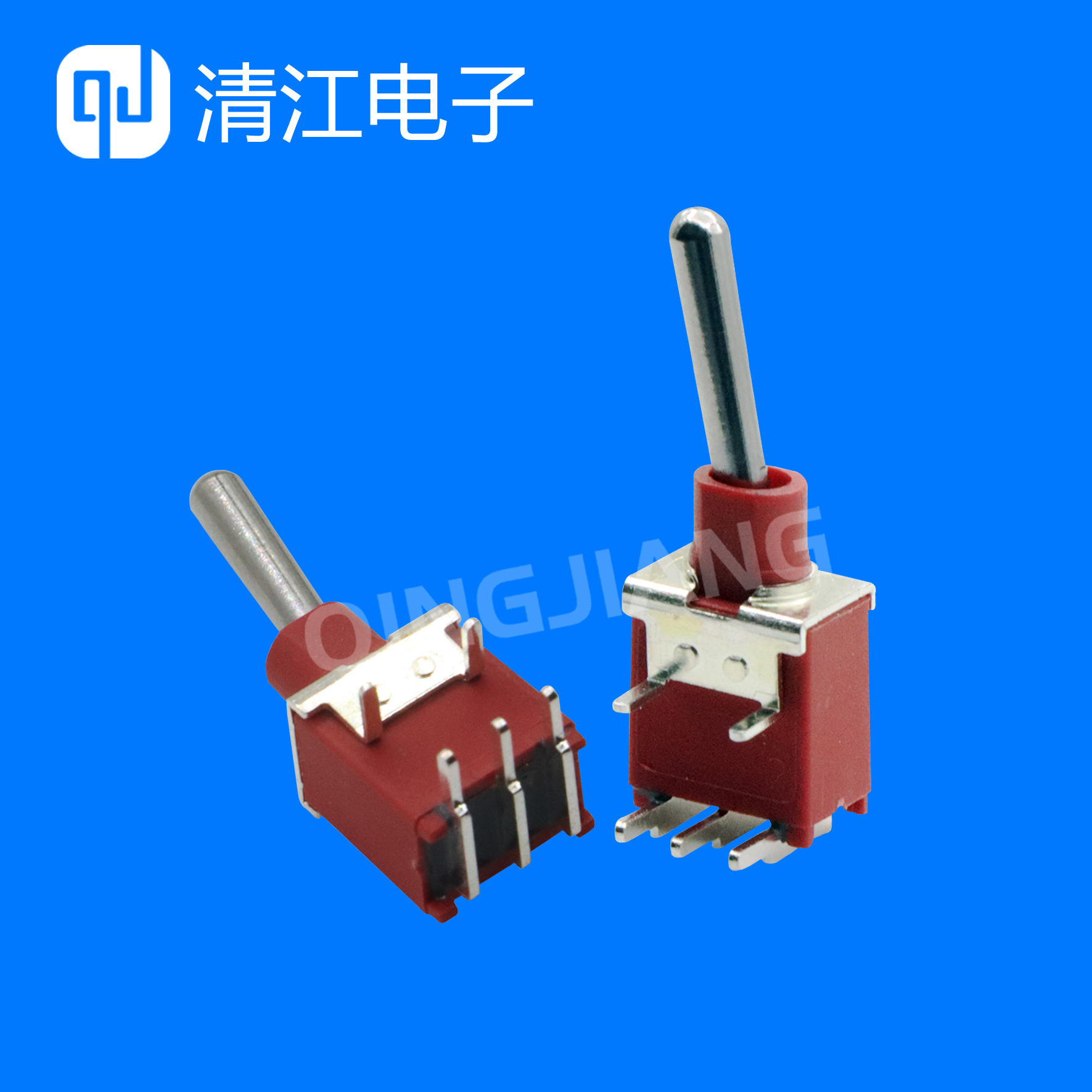 迷你钮子开关 SA1 侧插薄款红色摇杆三档小型拨动开关