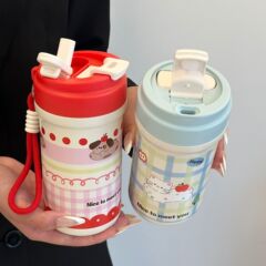 可爱便携随行保温杯大容量女生高颜值吸管水杯办公室便携咖啡杯