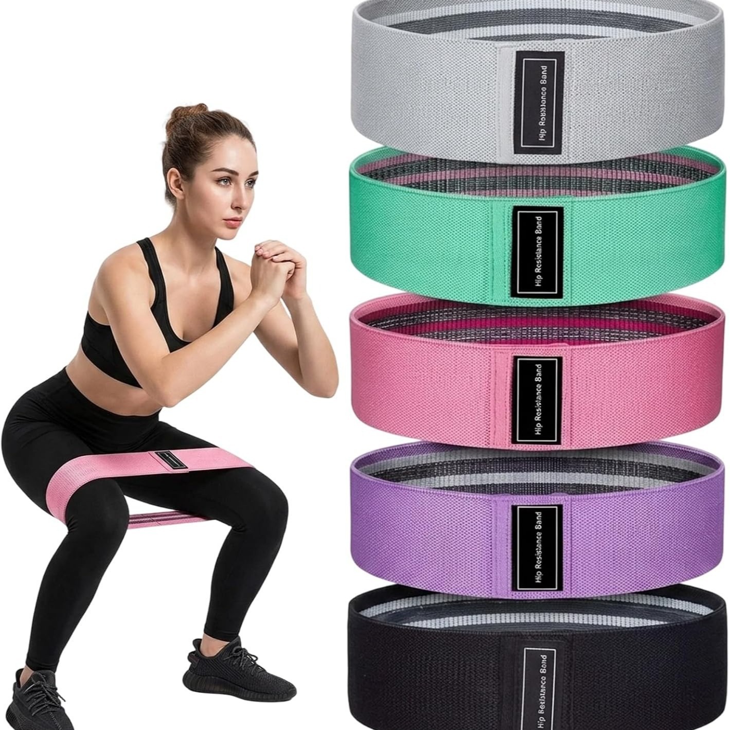 Premium Wide Knitted Elastic Resistance Band for Fitness, Strength Training, Squat Assistance, Yoga, and Glute Exercises