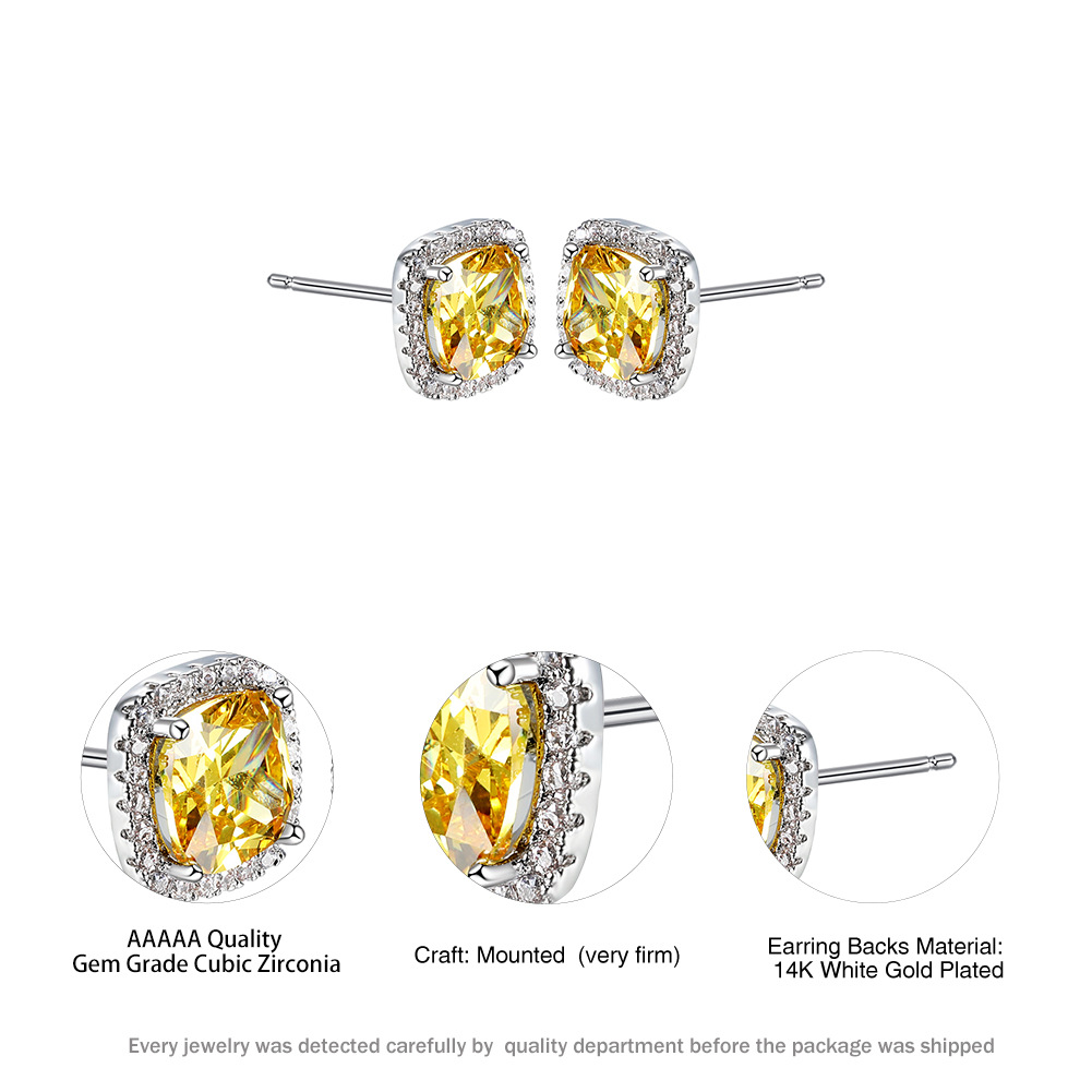 Fashion Geometric Copper Inlay Zircon Ear Studs 1 Pair