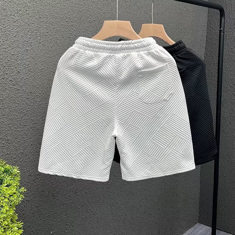 Men's Clothing Summer Casual Pants High Street Trendy Unisex 5/8 Length Shorts Light Luxury Style_viptrois.com