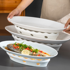 Hotel ceramic heat-preserving fish plate fish heater dry pot bright furnace hot dish plate candle heating tableware Thai lemon fish plate